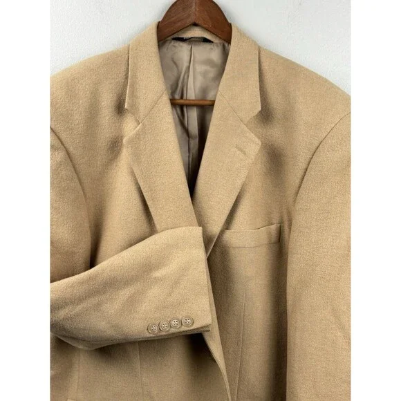 Botany 500 Blazer Jacket Coat Mens 44S Tan Solid 100% Camel Hair Two Buttons